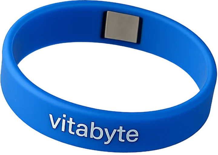 The blue Vitabyte NFC wristband