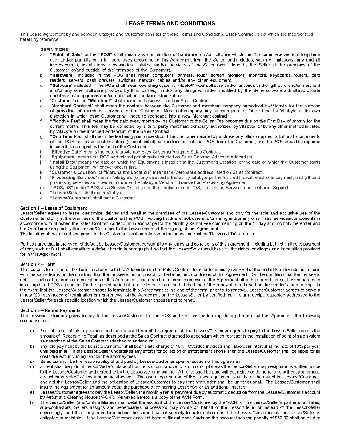 Lease Terms and Conditions, page 1 of 5